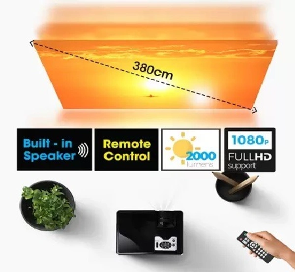 ZEBRONICS ZEB-LP2000M (2000 lm / Wireless / Remote Controller) Miracast||Built in Speaker Projector (Black, Blue) - Black