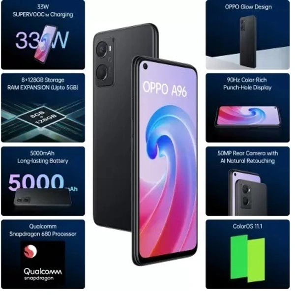 OPPO A96 (Starry Black, 128 GB) (8 GB RAM) - Starry Black, 128GB, 8GB