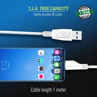 UBON Boost Series Mobile Charger CH-58 2.4 Amp Wall Charger Fast Charging Adapter with Micro USB Cable for Smartphone & Tablets, BIS Certified, Smart Protection for Short Circuit & Overheating- White - White