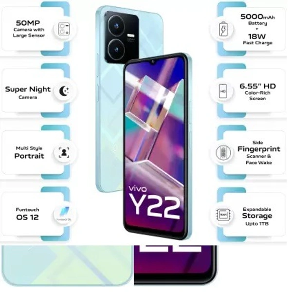 vivo Y22 (Metaverse Green, 128GB) (6GB RAM) - Metaverse Green, 128gb, 8gb