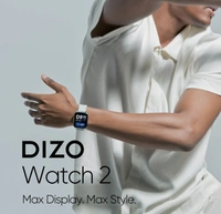realme DIZO Watch 2 (by realme TechLife) (White Strap, Free Size) - Black