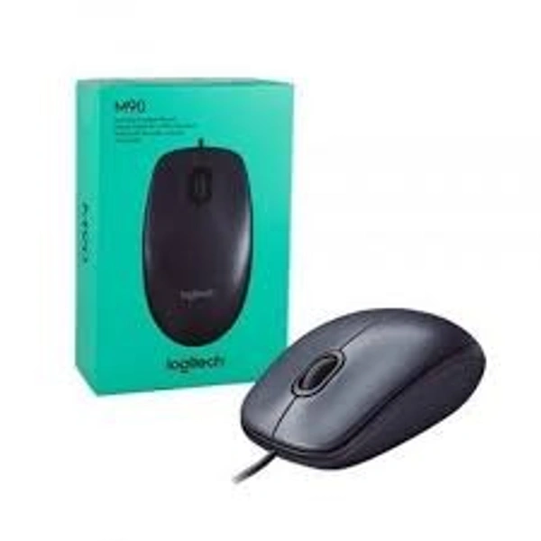 LOGITECH Logitech M90 Wired USB Mouse, 1 yr Warranty, 1000 DPI Optical Tracking, Ambidextrous PC/Mac/Laptop - Black - Black