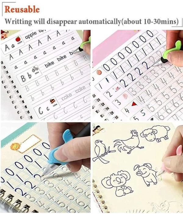 Magic Practice Copybook, Number Tracing Book for Preschoolers with Pen, Magic Calligraphy Copybook Set Practical Reusable Writing Tool Simple Hand