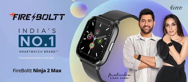 firebolt Fire-Boltt Ninja 2 Max 1.5 inches(3.9cm) Full Touch Display Smartwatch with SpO2, Heart Rate Tracking 20 Sports Mode Sleep Monitor, Camera Music Control, IP68 Dust Sweat Resistance - Black