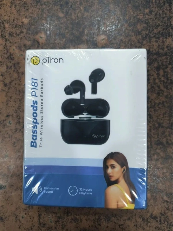 PTRON PTron Basspods P181 Truly Wireless Stereo Earbuds, Black, Mobile - BLACK