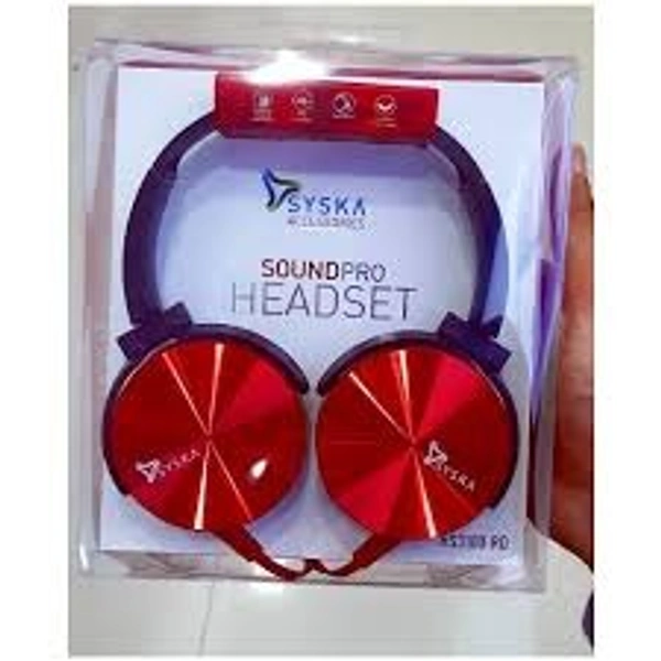 SYSKA Syska HS3100 Wired Headphone With Mic (RED, On the Ear) - Black