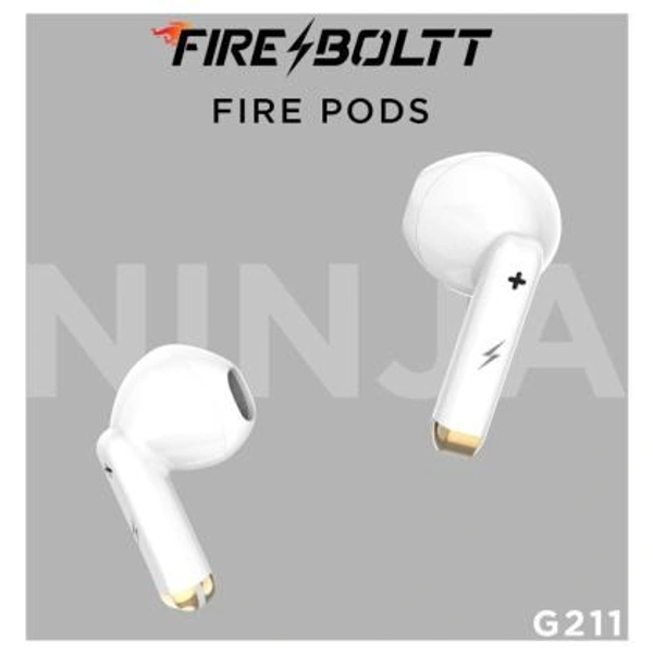 FIRE BOLTT Fire-Boltt Fire Pods Ninja G211 True Wireless Earbuds with IPX4 Water Resistant, White - WHITE