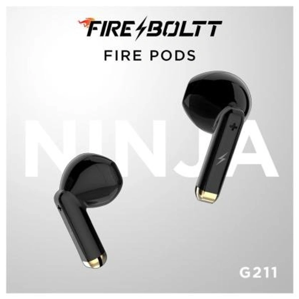 FIRE BOLTT Fire-Boltt Fire Pods Ninja G211 True Wireless Earbuds with IPX4 Water Resistant, Black - BLACK