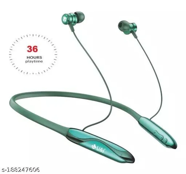 UIND hybass UiNB-6903 Desire 36hrs Battery Backup Wireless Neckband Bluetooth Headset (Green, In the Ear)