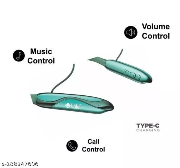 UIND hybass UiNB-6903 Desire 36hrs Battery Backup Wireless Neckband Bluetooth Headset (Green, In the Ear)