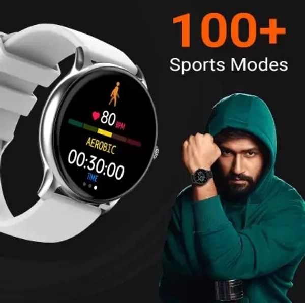 FIRE BOLTT Fire-Boltt Hurricane 1.3" Curved Glass Display with 360 Health Training, 100+ Sports Modes Smartwatch (Grey Strap, Free Size) - WHITE,GREY,BLACK