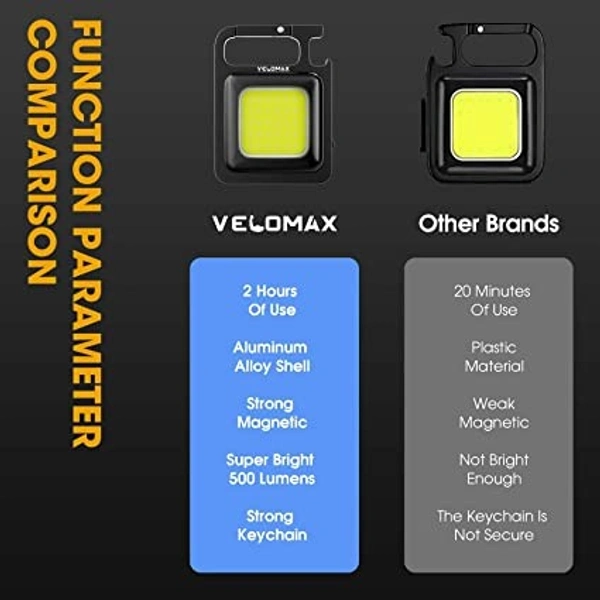 Mini Keychain Flashlights, 800 Lumens Bright COB Rechargeable Keychain Light Pocket Flashlight 4 Light Mode - black