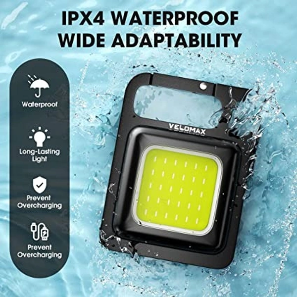 Mini Keychain Flashlights, 800 Lumens Bright COB Rechargeable Keychain Light Pocket Flashlight 4 Light Mode - black