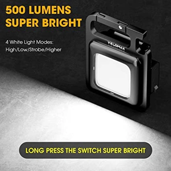 Mini Keychain Flashlights, 800 Lumens Bright COB Rechargeable Keychain Light Pocket Flashlight 4 Light Mode - black