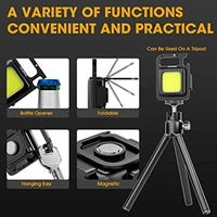 Mini Keychain Flashlights, 800 Lumens Bright COB Rechargeable Keychain Light Pocket Flashlight 4 Light Mode - black