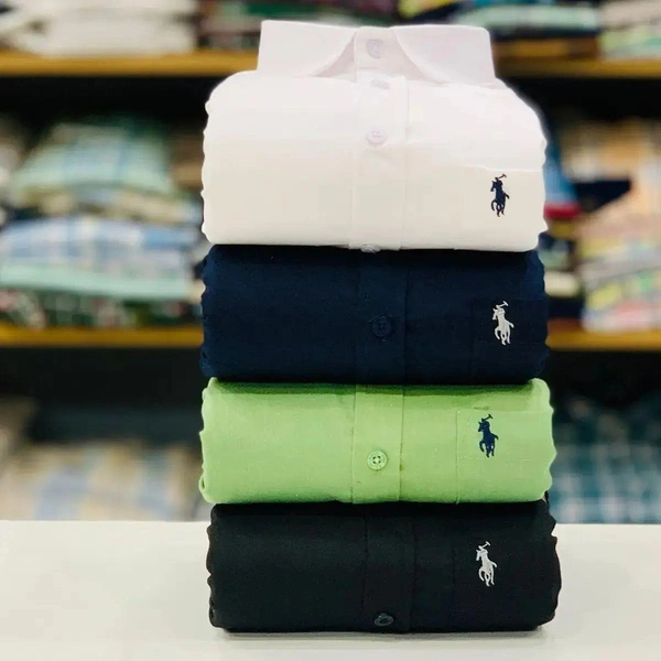 R_L Polo Men's Plain Shirt Combo - Pack of 4 | Premium Cotton | Casual & Formal Wear - L-40