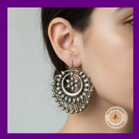ReTrends Silver sun Jhumka - Oxidized Silver