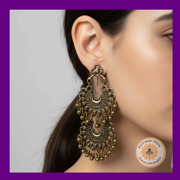 ReTrends Double Oxidized Gold Jhumka - Oxidized Gold