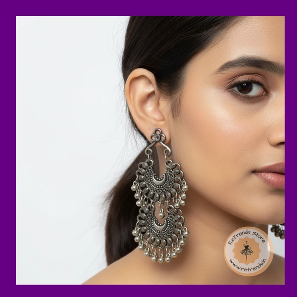 ReTrends Double Oxidized Jhumka - Oxidized Silver