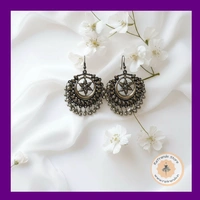 ReTrends Silver sun Jhumka - Oxidized Silver