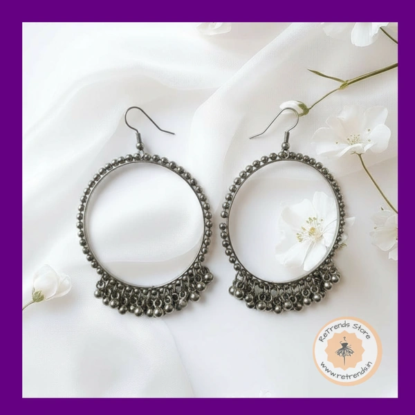 ReTrends Oxidized Ring Jhumka - Oxidized Silver