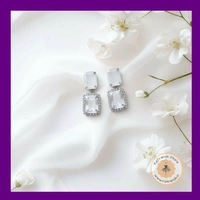 ReTrends White Stone Earring - White