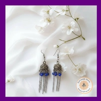 ReTrends Small Silver Jhumka - Navy Blue  - Navy Blue