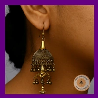 ReTrends Big Gold Jhumka  - Oxidized Gold