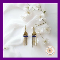 ReTrends Triangle Gold Jhumka - Navy Blue - Navy Blue