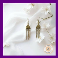 ReTrends Triangle Gold Jhumka - White - White