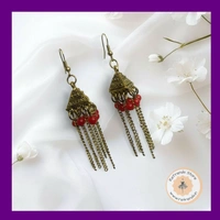 ReTrends Triangle Gold Jhumka - Red - Red
