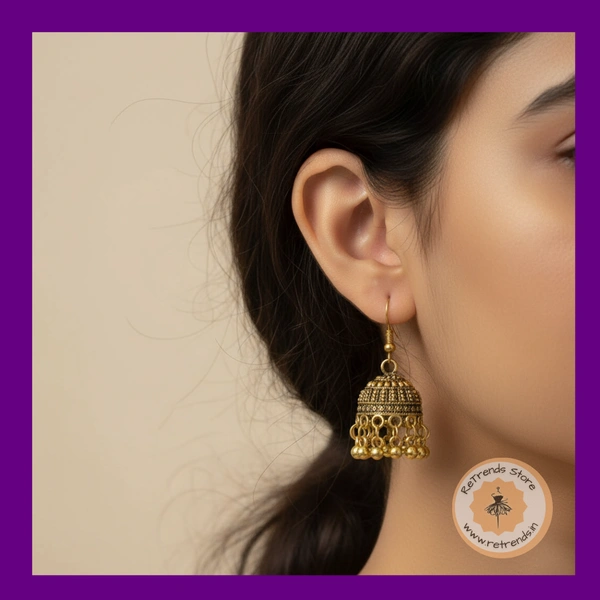 ReTrends Gold Jhumka - Oxidized Gold