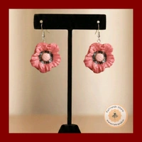 ReTrends Pinky Flower Earrings