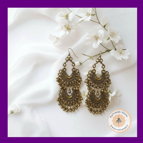 ReTrends Double Oxidized Gold Jhumka - Oxidized Gold