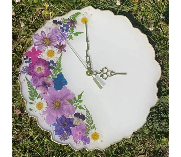 Petal Crown Charm Clock - 12 inch, white