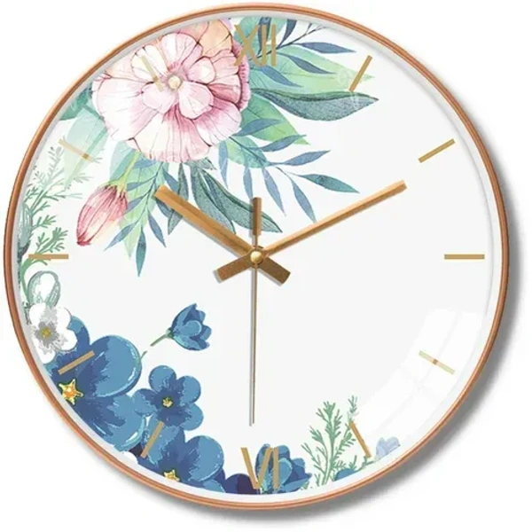 Floral Harmony Clock - 16 inch, white