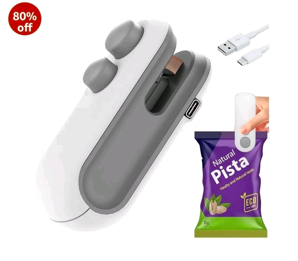 2 In 1 Electric Sealer And Cutter - White, 3.9x1.6