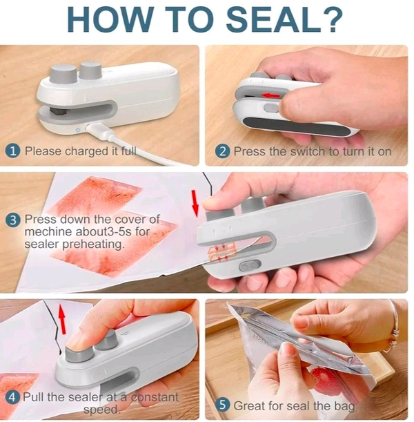 2 In 1 Electric Sealer And Cutter - White, 3.9x1.6
