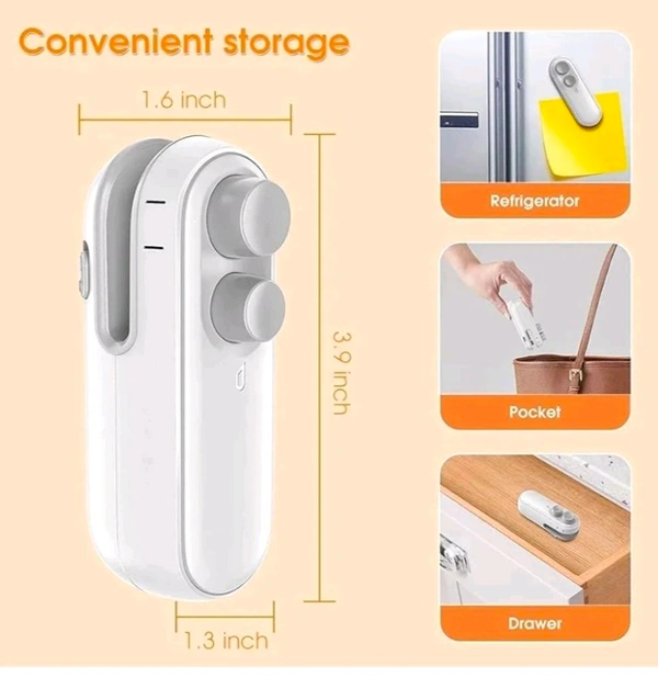 2 In 1 Electric Sealer And Cutter - White, 3.9x1.6