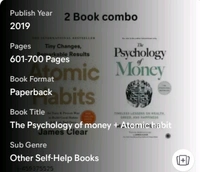 The Psychology Of Money                         &                                                   Atomic Habits ( 2 Book Combo ) - Free Size