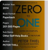 Zero To One Book  - "Always One Is Better Than Zero", Free Size