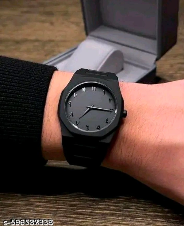 Stylish Black Matte Finish Analog Watch For Men  - Free Size