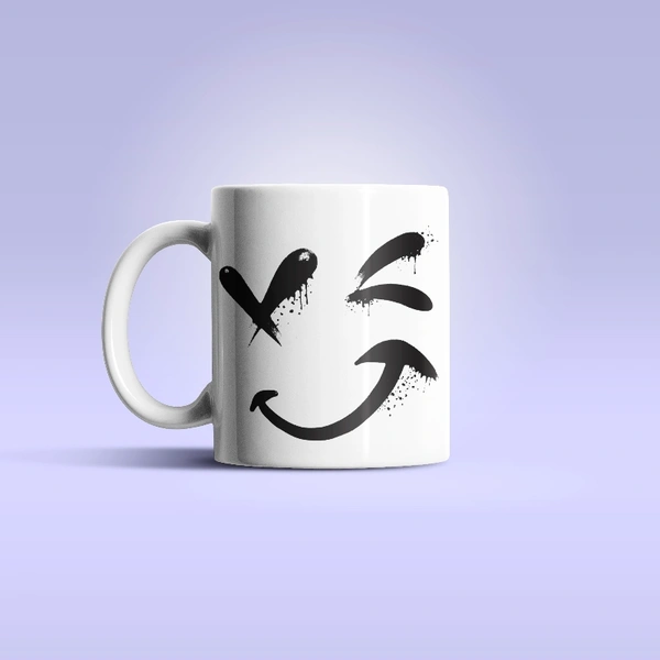 Fancy Mug Smiley Design Mug. - 350ml, white, ceramic
