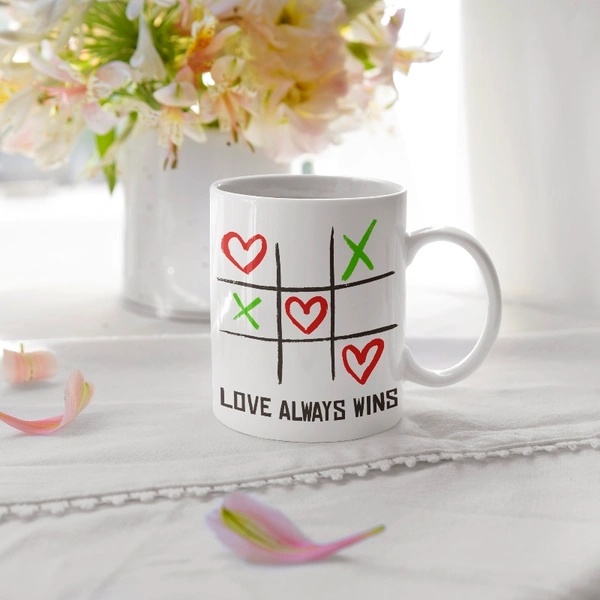 Fancy Mug Love Always Wins Design Mug. - 350ml, white, ceramic