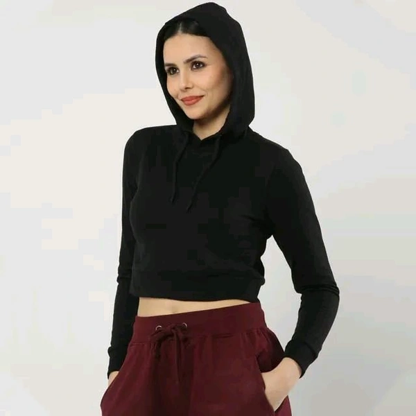 ROSEVERA Women’s Cropped Hoodie - Black, Xxl