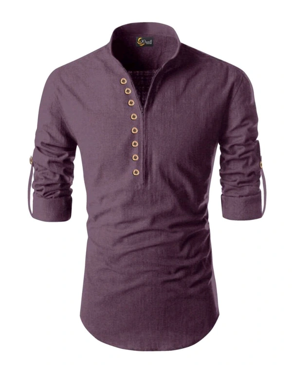 Premium Men's Heavy Cotton Full-Sleeve Shirt - (Plum/Mauve), L