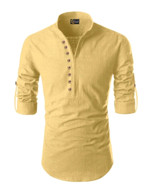 Premium Men's Heavy Cotton Full-Sleeve Shirt - mustard yellow, L