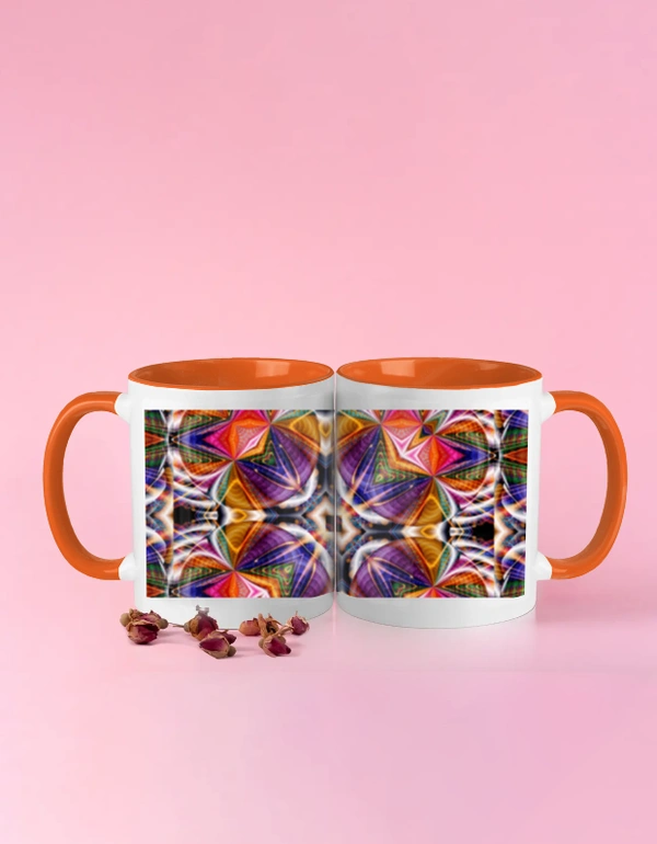 ROSEVERA Coffee Mug -Kaleidoscope Pattern - 11 OZ, Orange