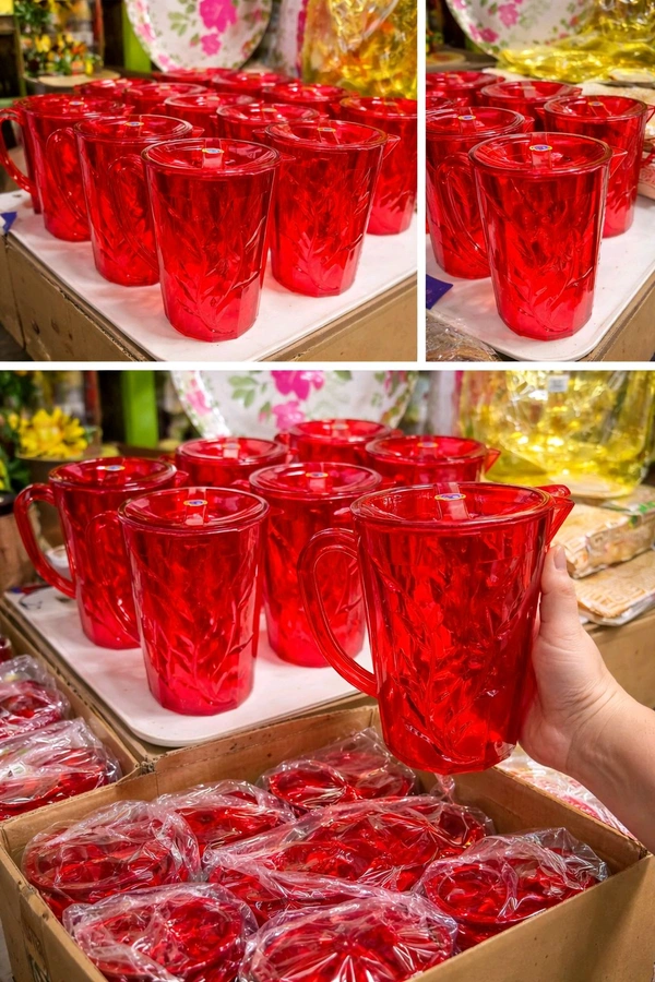 Red Plastic Water Jug with Lid | Best for ₹99 Sale