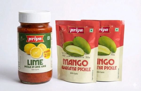 Priya Lime Pickle In Lime Juice. Free 2 Pickle Pouches 
